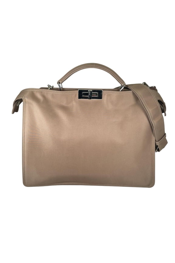 Pre-Owned FENDI Peekaboo 7VA529 Business Bag, Nylon, Beige, Women's