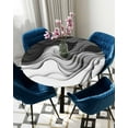 thumbnail image 5 of nqOlkjepod Black Grey Ombre Round Tablecloth, Fitted Table Cover with Elastic for 36"-44" Round Tables, Abstract Modern Geometric Moire Art Table Cloth Outdoor Dinning Party Waterproof Tablecloths, 5 of 6
