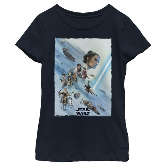 Girl's Star Wars: The Rise of Skywalker Rey Poster  Graphic Tee Navy Blue Small