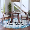 thumbnail image 4 of Happy Summer Round Living Room Rugs 6 ft, Blue Starfish Shell Seashell Oceans Life Plaid Washable Area Rug with Non-Slip Sturdy Edge Binding Round Carpet for Kitchen Office Bedroom, 4 of 9