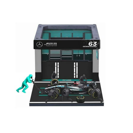 Mercedes-Benz AMG Petronas Diorama Set, #63 George Russell - Bburago 18-38452/63 - 1/43 Scale Diecast Model Car