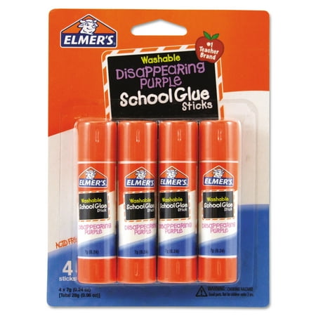 Elmer's Washable School Glue Sticks, Disappearing Purple, 4/Pack