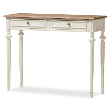 Baxton Studio Marquetterie French Oak And Whitewash Console Table