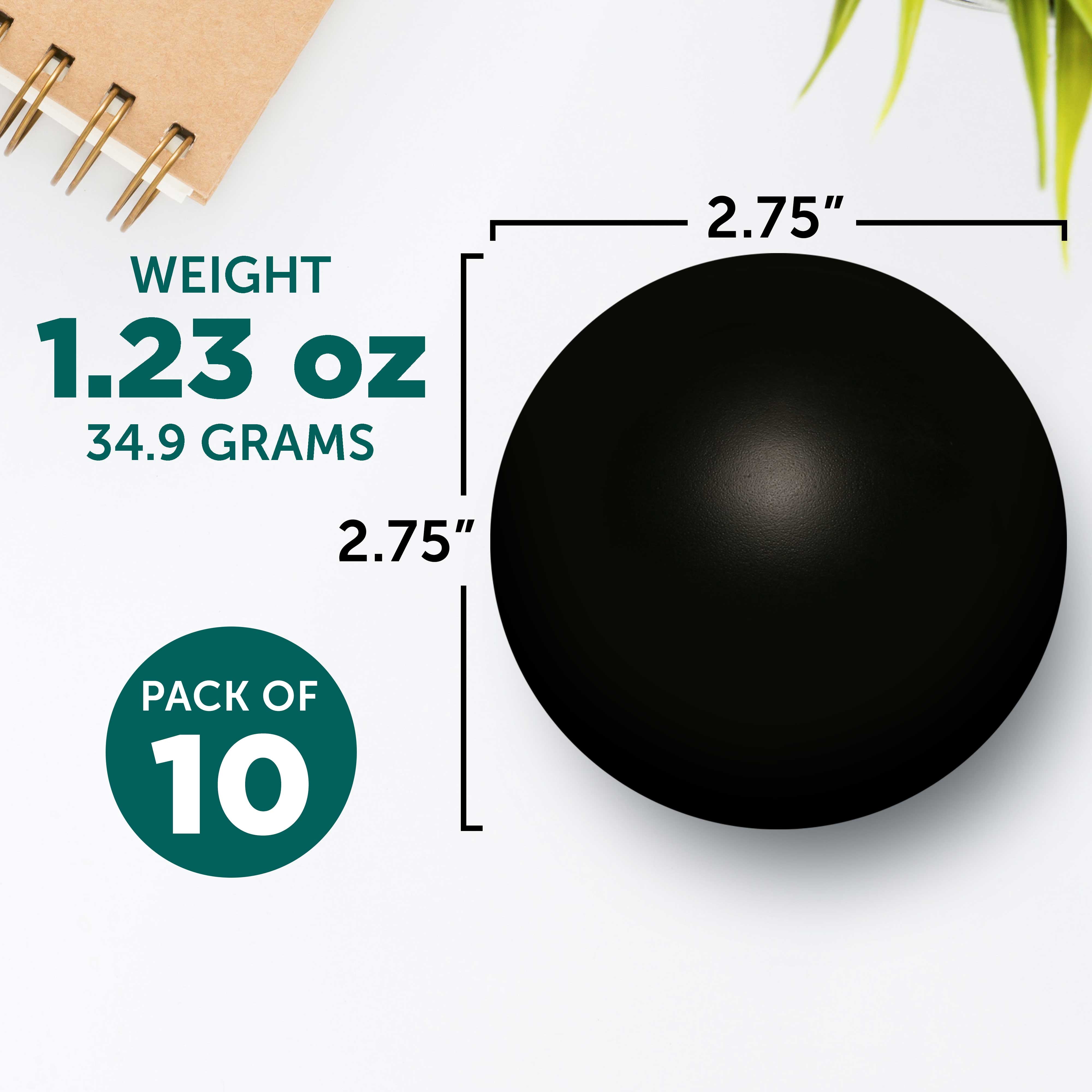 Stress Balls for Adults Set of 10, Bulk Pack - Anxiety Stress Relief, For Office or Home - Black