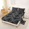 thumbnail image 2 of Homewish Horror Halloween Skull Bed Sheets,Baroque Damask Full Size Sheets,Gray Black,4-Piece,1 Flat Sheet, 1 Fitted Sheet and 2 Pillowcases, 2 of 6