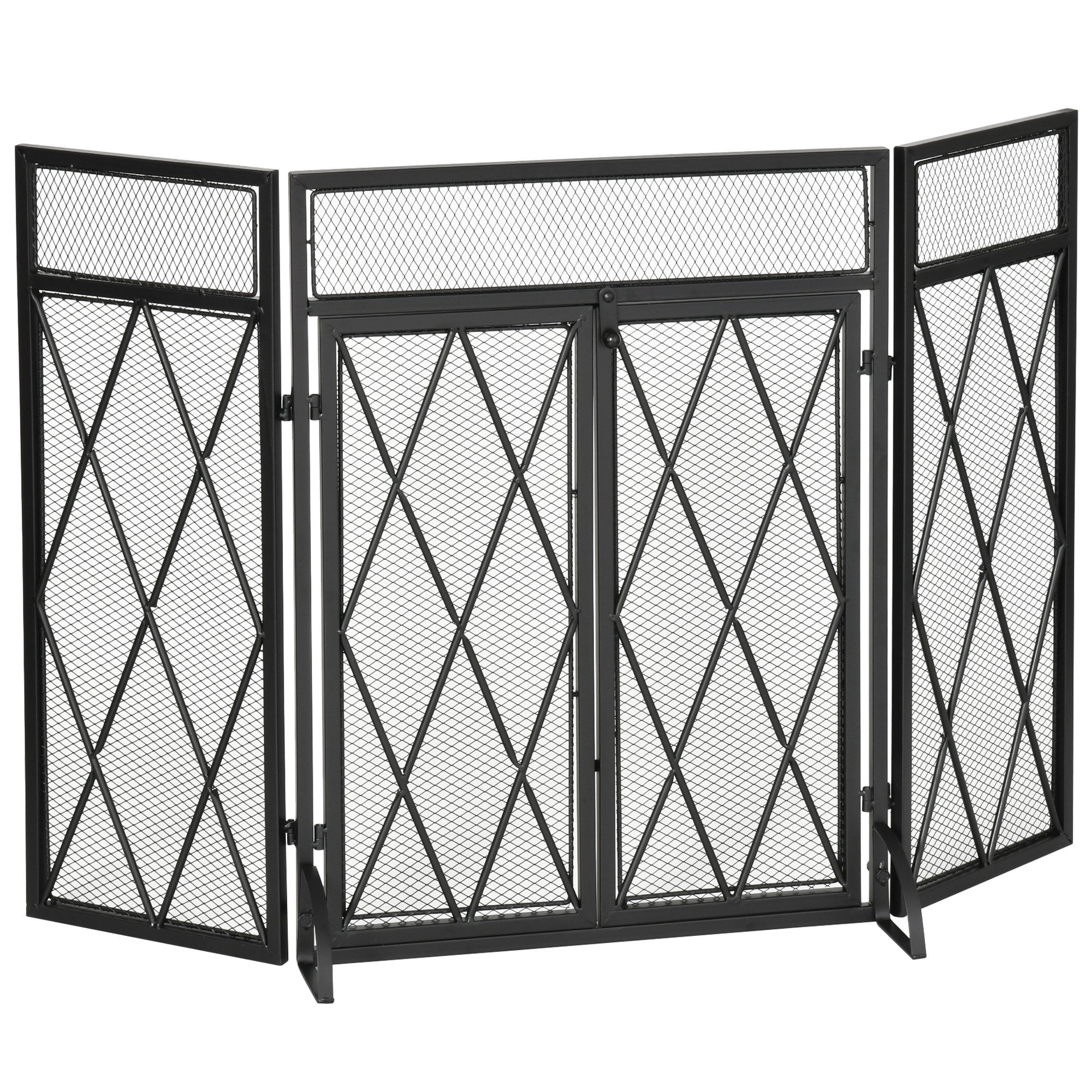Details about   3-Panel Folding Fireplace Screen Panel Wrought Mesh Spark Guard Protector Gate 