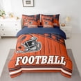 thumbnail image 2 of jejeloiu Rugby Sports 7-Piece Bedding Comforter Set,Orange Deepblue King Bedding Sets For Boys Teens Reversible, 2 of 8