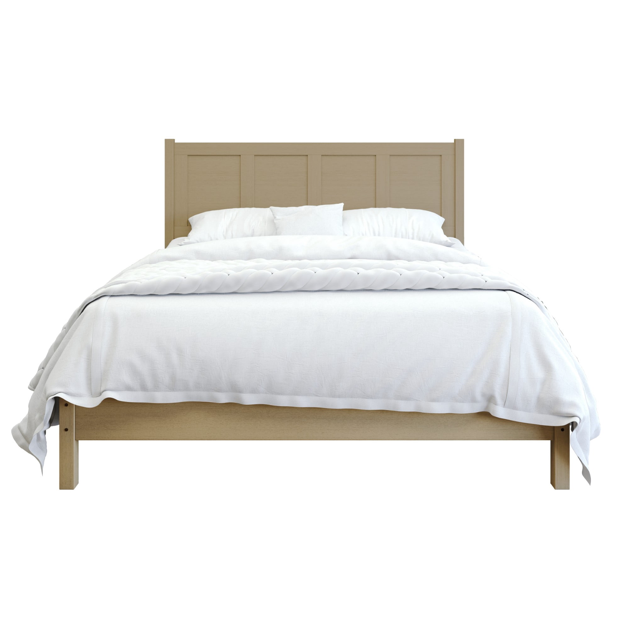 Home Design Rogers Twin Solid Wood Platform Bed Frame with Panel Headboard, No Box Spring Needed, Gray