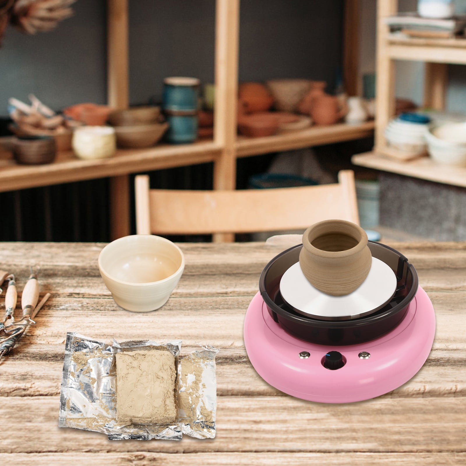 Wildnix Mini Pottery Wheel for Home Use, Ceramic Machine with Detachable Water Basin, Perfect for Kids and Adults to Craft DIY Pottery