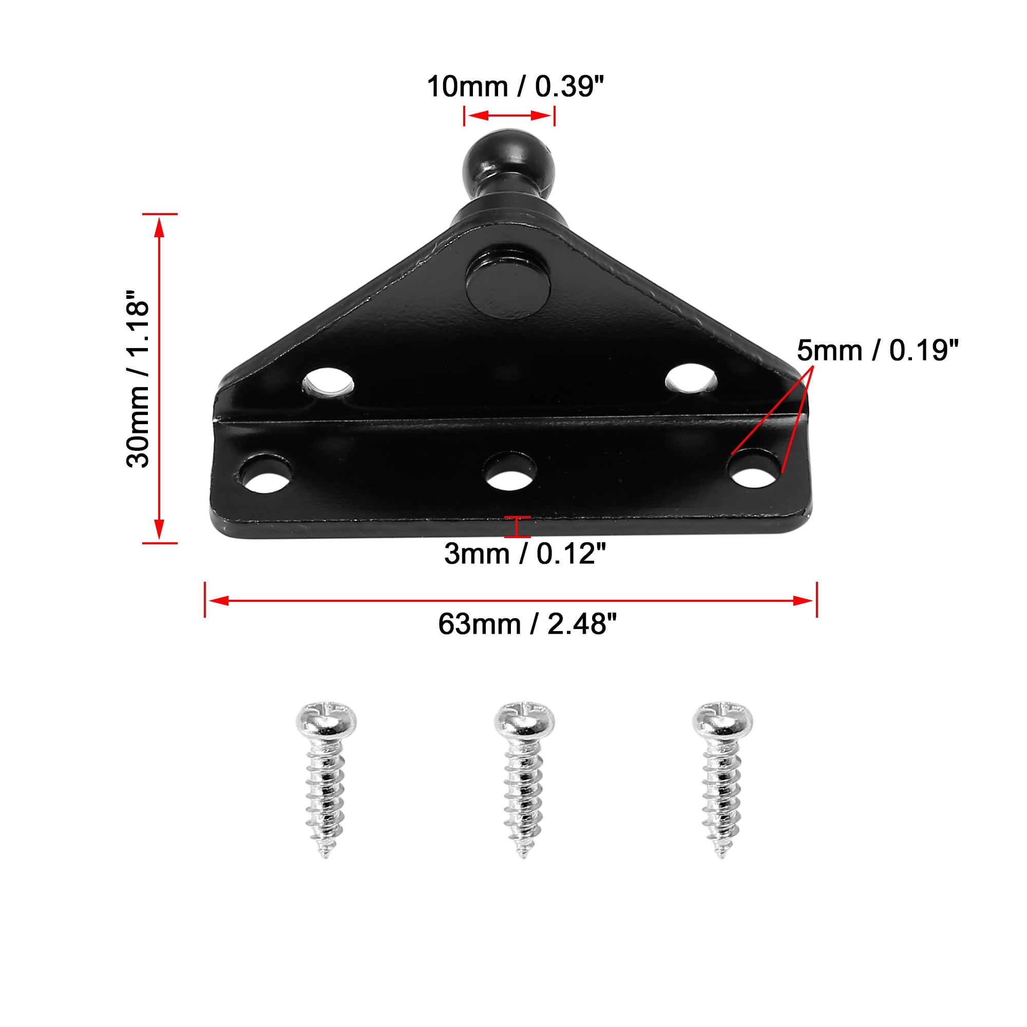 Unique Bargains 10mm Car Ball Studs Mounting Brackets for Gas Struts Black