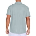 thumbnail image 4 of QDG Mens Casual Button Down Shirts Short Sleeve Summer Beach Shirts Crochet Guayabera Shirts Hollow Out Tops Light Blue XL, 4 of 10