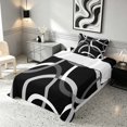 thumbnail image 3 of Manfei Black Gray Circle Twin Sheets, Aesthetic Minimalist Bedding, Black Reversible 3-Piece1 Flat Sheet + 1 Fitted Sheet + 1 Pillowcase, 3 of 6