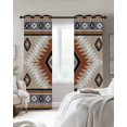thumbnail image 3 of Brown Gray Boho Blackout Curtains, Light Blocking Print Window Curtains, Southwestern Ethnic Abstract Geometric Thermal Insulated Window Drapes for Living Room Kitchen Cafe 2 Panels, 104"W x 52"L, 3 of 9