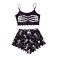 thumbnail image 3 of Telankuip Women's Sleeveless Vest Shorts Pajama Sets Halloween Skeleton Hand Graphic Print Crop Cami Pjs Set Soft Comfortable Loungewear Ladies Stylish Lightweight Casual Sleepwear 4-Dark Purple L, 3 of 6