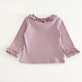 thumbnail image 5 of Girls Ruffle Neck Long Sleeve Shirts, Kids Soft Slim‑Fit Pullover Top, Solid Color Ruffle Cuffs Casual Blouse, 5 of 8