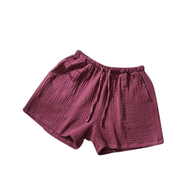 IROINID Shorts Taille Haute pour Femmes, Shorts Décontractés Unis Mode Ample Plage Confort Poches Rouge L