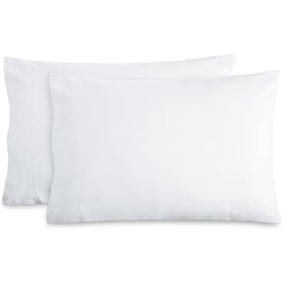 Flannel Standard Pillowcases Set of 2-100% Cotton - Velvety Soft & Cozy - Double Brushed Heavyweight Flannel Pillowcases (Standard Pillowcase Set of 2, White)