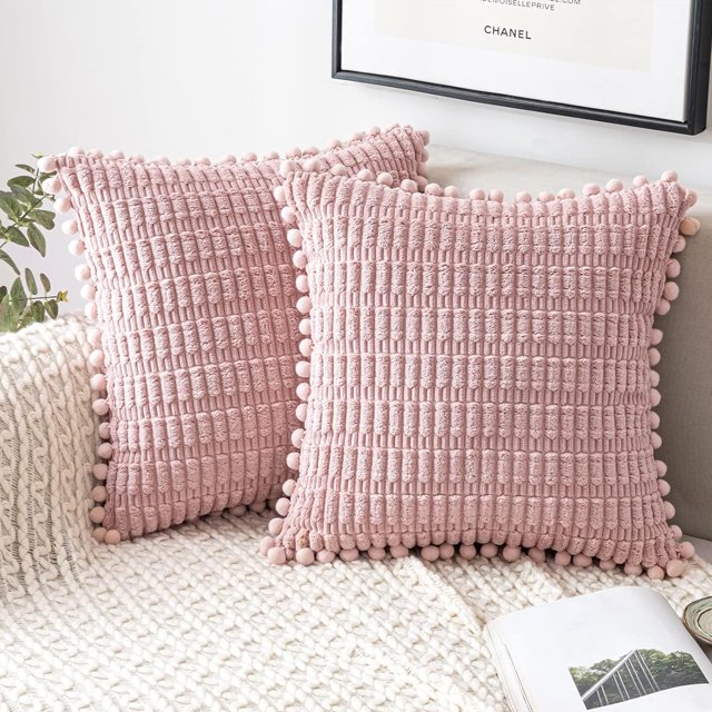 2 paquetes de fundas de almohada decorativas de 18.0 x 18.0 in para sofá, cama, sala de estar, decoración del hogar estilo bohemio, pana suave