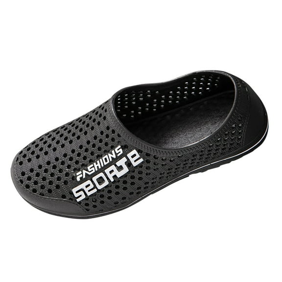 Summer Mens Beach Sandals Non Garden Clogs Water Shoes Outdoor Quick Dry Breathable Lightweight Casual Footwear Black 40