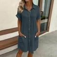 thumbnail image 2 of Kaemgyyd Dresses for Women Rolled up Short Sleeve Button down Casual Dresses Summer Loose Beach Shirt Dresses with Pockets, 2 of 6