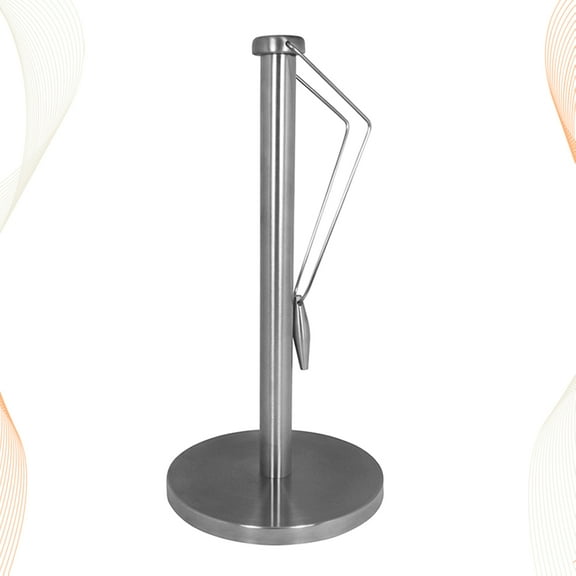 CRAFTHROU 1Pc Upright Paper Towel Stand Stainless Steel Kitchen and Bathroom Storage 15.7x15.7x13.4in