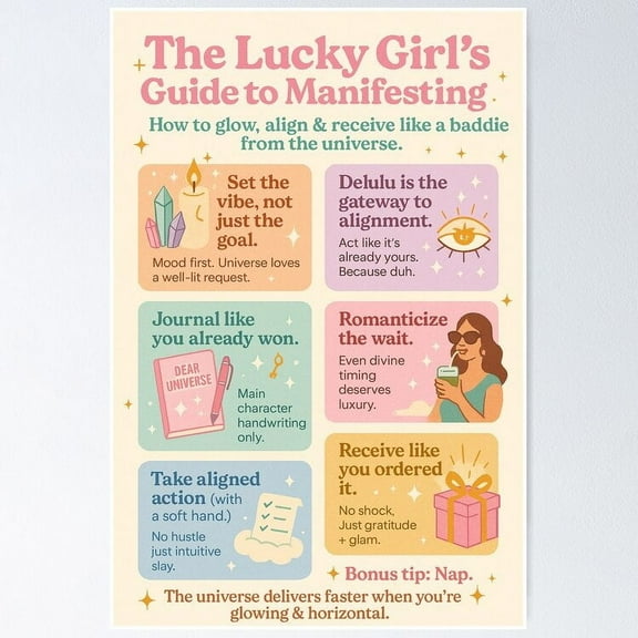 The Lucky GirlÂ´s Guide to Manifesting UNFRAMED Poster, 8x12