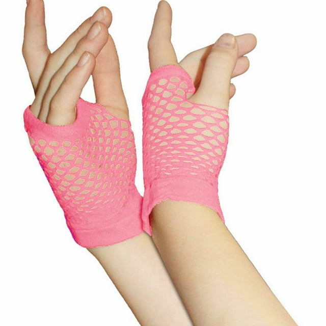 Gants Courts en Résille STYLE Années 80 pour Femmes et Filles, Gants de Soirée, Gants d'Hiver Roses