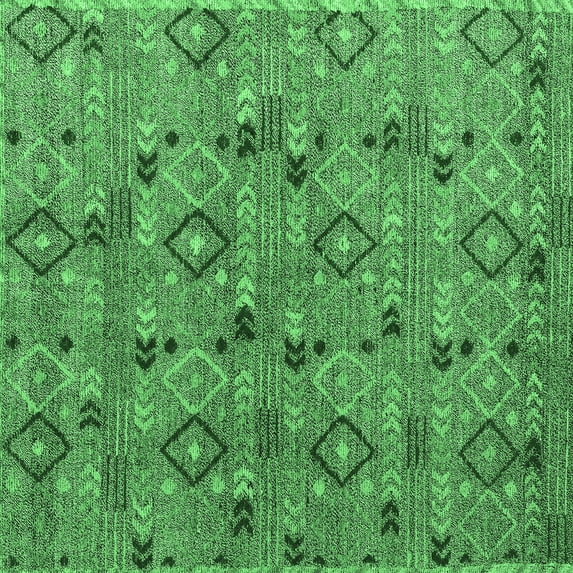 Ahgly Company Indoor Square Abstract Emerald Green Modern Area Rugs, 7' Square