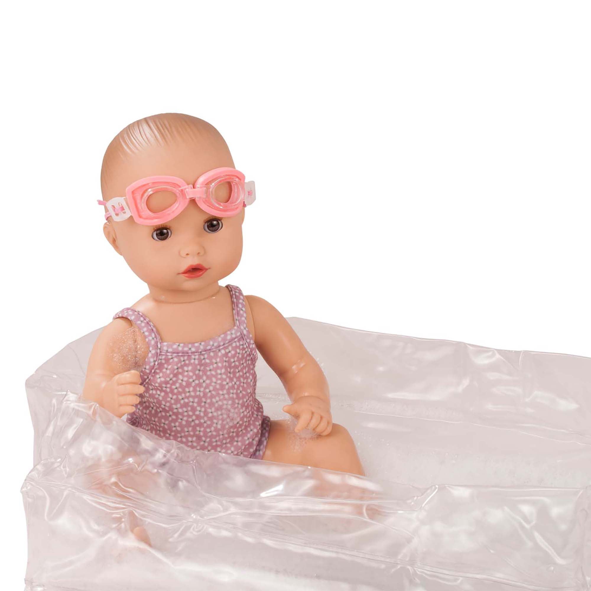 Gotz Sleepy Aquini 13" Baby Baby Drink and Wet Doll with Bathing Suit, Goggles, Sunglasses and More