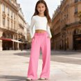 thumbnail image 2 of KPOPLK Girls Cotton Pants Drawstring Causal Solid Pants for Girls Pockets Lightweight Running Joggers 3-18 Years Pink Size 7-8 Years, 2 of 4