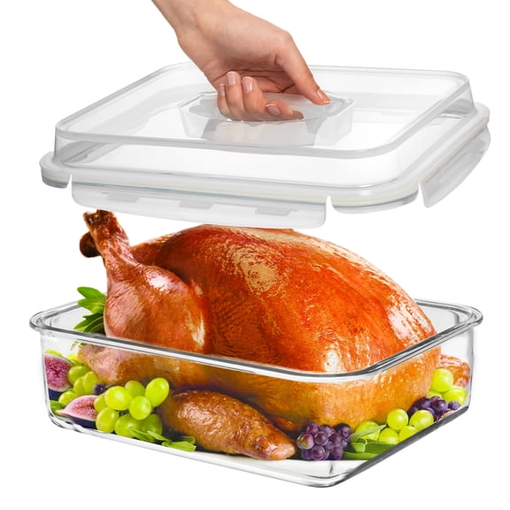 Razab 4800mL Large Glass Food Storage Container with Airtight Lid, BPA Free Meal Prep Containers, Baking, Roasting and Leftovers