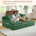 thumbnail image 6 of Muumblus Oversized Double Chaise Lounge Chair, Modern Indoor Boneless Cloud Sofa, Plush Corduroy Upholstered Modural Sectional Sleeper Couch for Living Room Apartment, Dark Green, 6 of 9