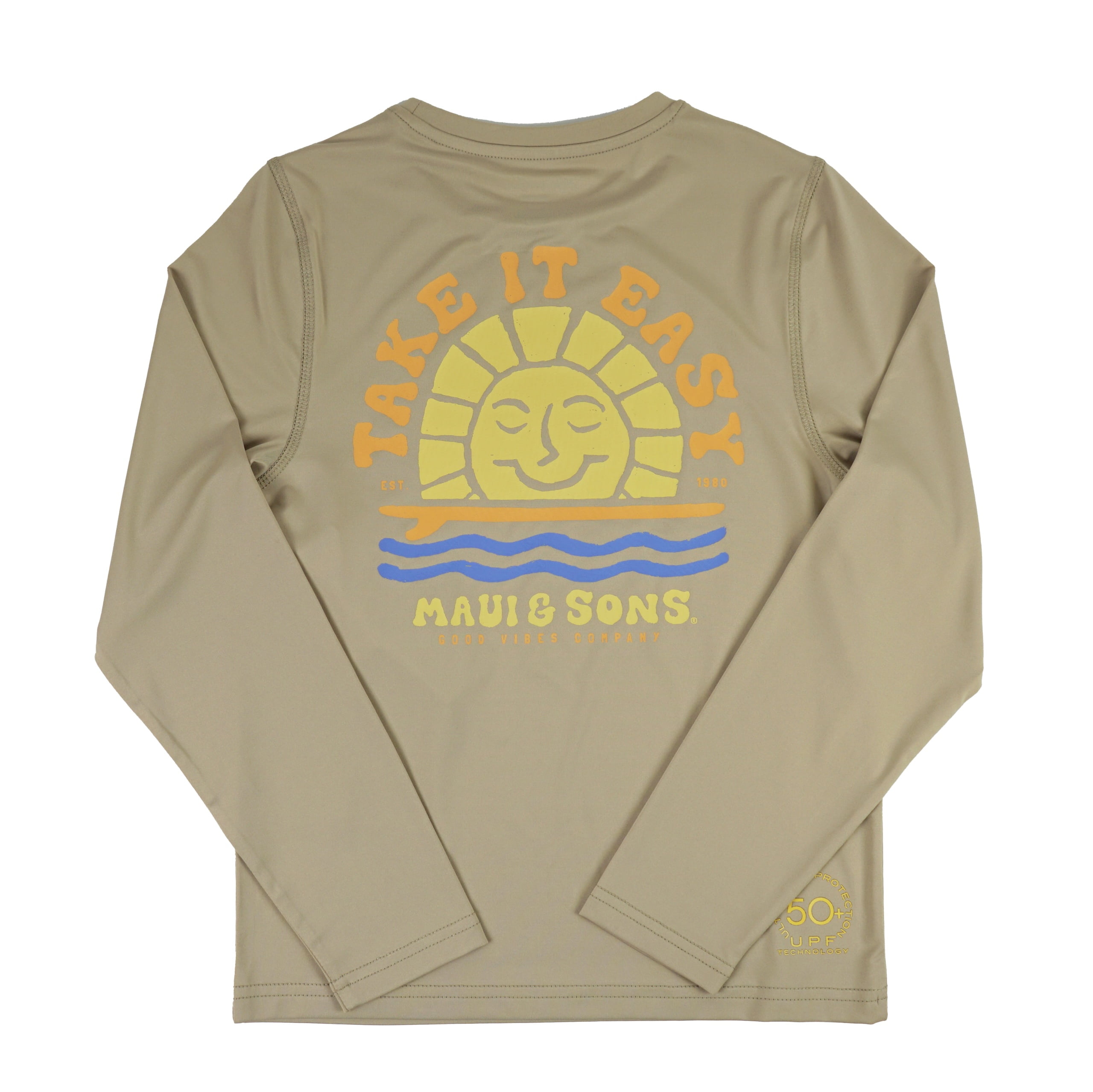 Maui and Sons Take It Easy Long Sleeve Sun Shirt for Girls Made With 50+ UPF Protection Moisture Wicking Fabric Designed for Everyday Comfort