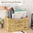 thumbnail image 5 of Standard Woven Water Hyacinth Magazine Holder, 2-Section Natural Storage Basket With Handle For Books, Files, Home And Office, 5 of 8
