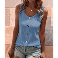 thumbnail image 4 of Camiseta Sin Mangas con Botones Delanteros para Mujer, Verano 2025, Informal, Holgada, con Cuello Redondo, Sin Mangas, Azul , Talla M, 4 of 6