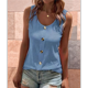thumbnail image 4 of Camiseta Sin Mangas con Botones Delanteros para Mujer, Verano 2025, Informal, Holgada, con Cuello Redondo, Sin Mangas, Azul , XL, 4 of 6