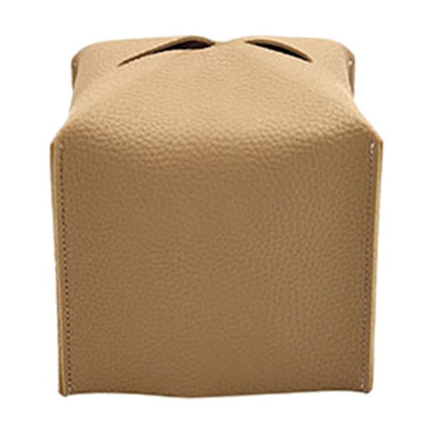 Porta pañuelos con soporte de almacenamiento de cuero, contenedor decorativo moderno portátil Amarillo