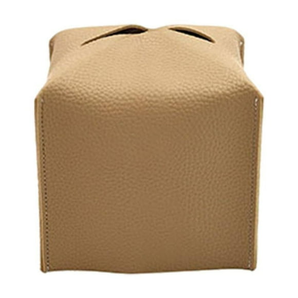Porta pañuelos con soporte de almacenamiento de cuero, contenedor decorativo moderno portátil Amarillo