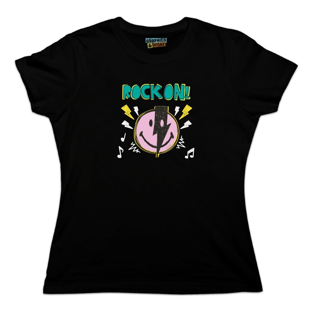 Graphics and More Rock On Lightning Bolt Smiley Face Music Musician
