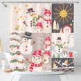 thumbnail image 1 of Festive Shower Curtain with Cheerful Snowmen & Christmas Tree, 1 of 4