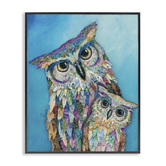 Stupell Industries Rustic Lodge Pair Wise Owls Varied Patterns Collage Black Framed Giclee Art, 16 x 20, by Lisa Morales