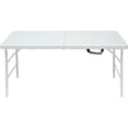 thumbnail image 1 of Table Pliante Robuste de 4 Pi - Hauteur Réglable, Poignée de Transport Portable, Plastique et Acier Imperméables, Facile à Nettoyer, Capacité de 300 Lb, Idéale pour les Repas Intérieurs/extérieurs, le Camping, les Pique-Niques, les Fêtes, 1 of 6