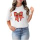 thumbnail image 2 of Puntoco Camiseta informal de cuello redondo estampada para mujer, blusa holgada de manga corta, 2 of 4