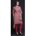 thumbnail image 2 of Bimba Kurti Asymétrique Rose à Imprimé de Feuilles de Nasturtium pour Femmes, Robe d'Été Indienne Tunique Petite, 2 of 6
