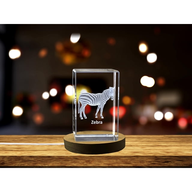 Élégance Rayée Design Zèbre Souvenir Gravé en 3D Crystal