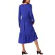 thumbnail image 3 of Vestido midi de mujer de otoño con mangas largas, cuello redondo, casual, suelto, plisado, en capas, con bolsillos, color azul, 3 of 5