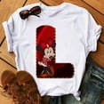 thumbnail image 1 of Disney Fashion Minnie Letter 100% Cotton T-shir Women Casual Top High-Quality Print Summer New Mickey Mouse Tee Free ShippingM Gao Jinjia LED, 1 of 2