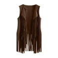 thumbnail image 6 of Girls Fringe Vests Cropped Sleeveless Jacket Western Vintage Tassel Cardigan Outerwear Coffee 3Y, 6 of 7