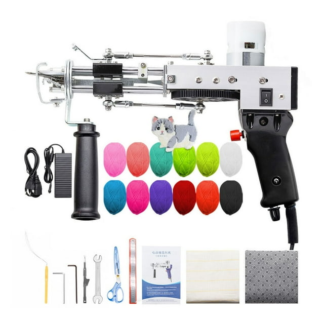 Pistolet à Tufter 2 en 1 Ensemble Pistolet à Tufter pour Tapis Électrique Pistolet à Tufter pour Tapis Électrique Tapis Tricot Pistolet à Tufter Tissage Machine à Tapis Floqué