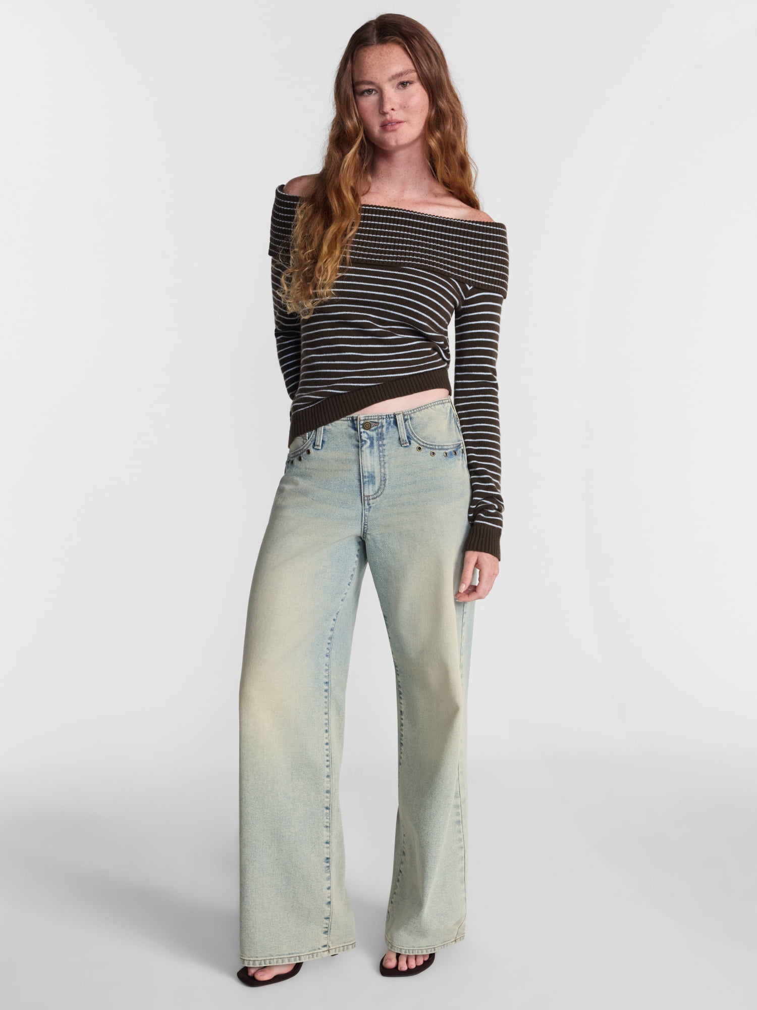 No Boundaries Off the Shoulder Sweater, Lightweight, Women's XXS-XXL